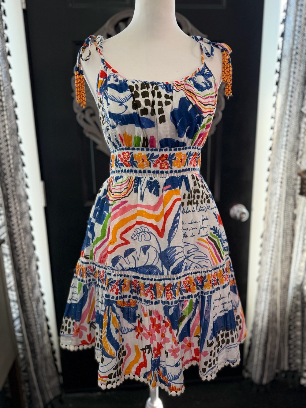 Colorful Tiered Sundress with Tropical Print